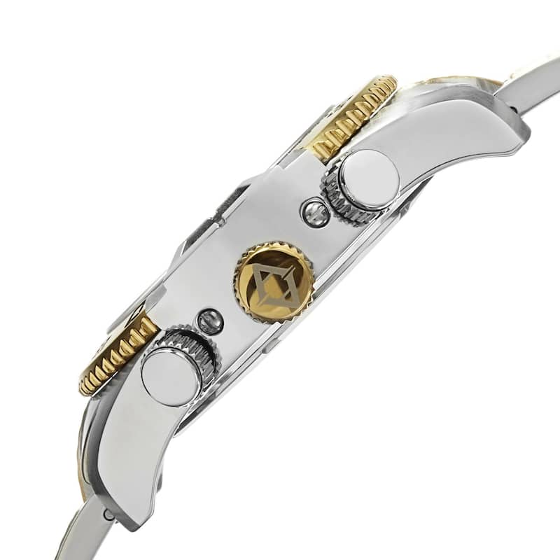 Akribos XXIV Men's Chronograph Embossed Dial Stainless Steel Two-Tone Bracelet Watch