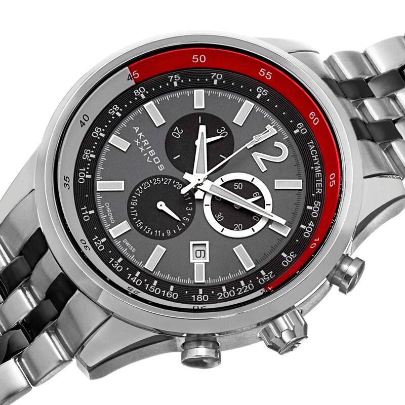 Akribos XXIV Men's Chronograph Tachymeter Stainless Steel Two-Tone Bracelet Watch