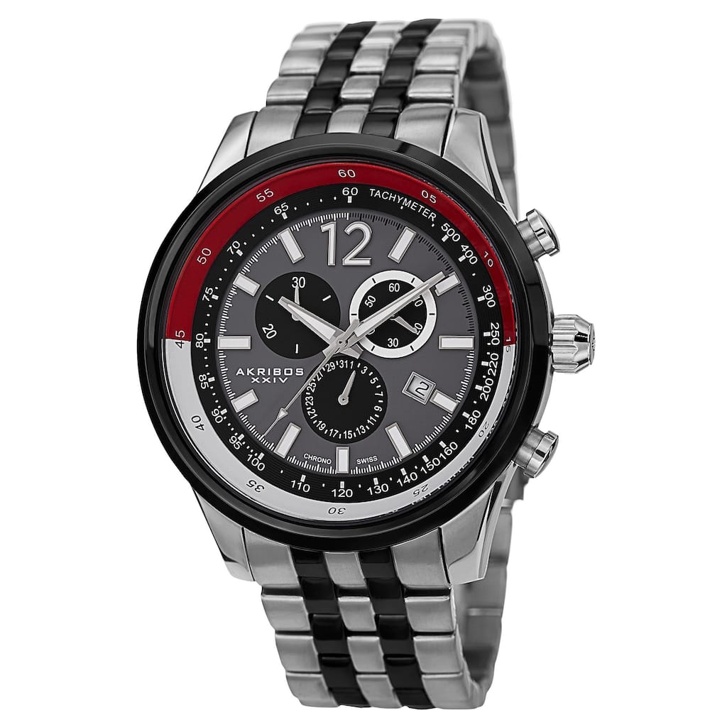 Akribos XXIV Men's Chronograph Tachymeter Stainless Steel Two-Tone Bracelet Watch