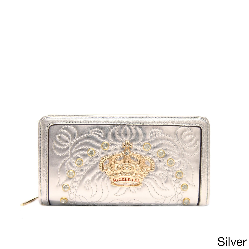 Nicole Lee Nicole Lee Jasmine Crown Hardware Embossed Wallet Silver Size Small