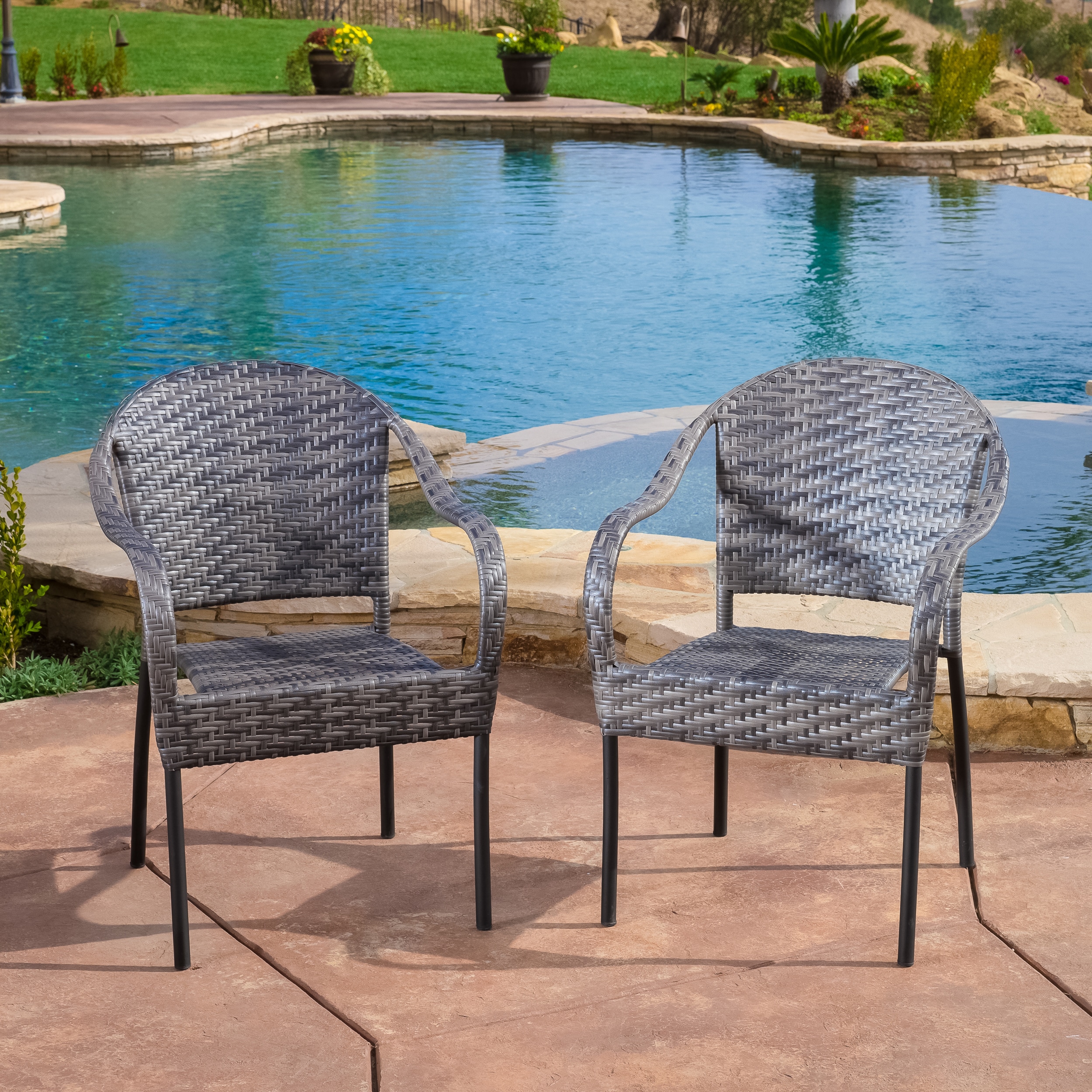 Christopher Knight Home Sunset Grey Outdoor Wicker Chair (set Of 2)