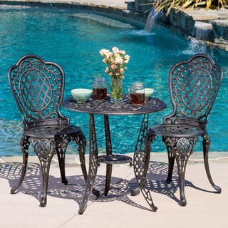 Cole 3-pc. Bronze Aluminum Outdoor Bistro Set by Christopher Knight Home