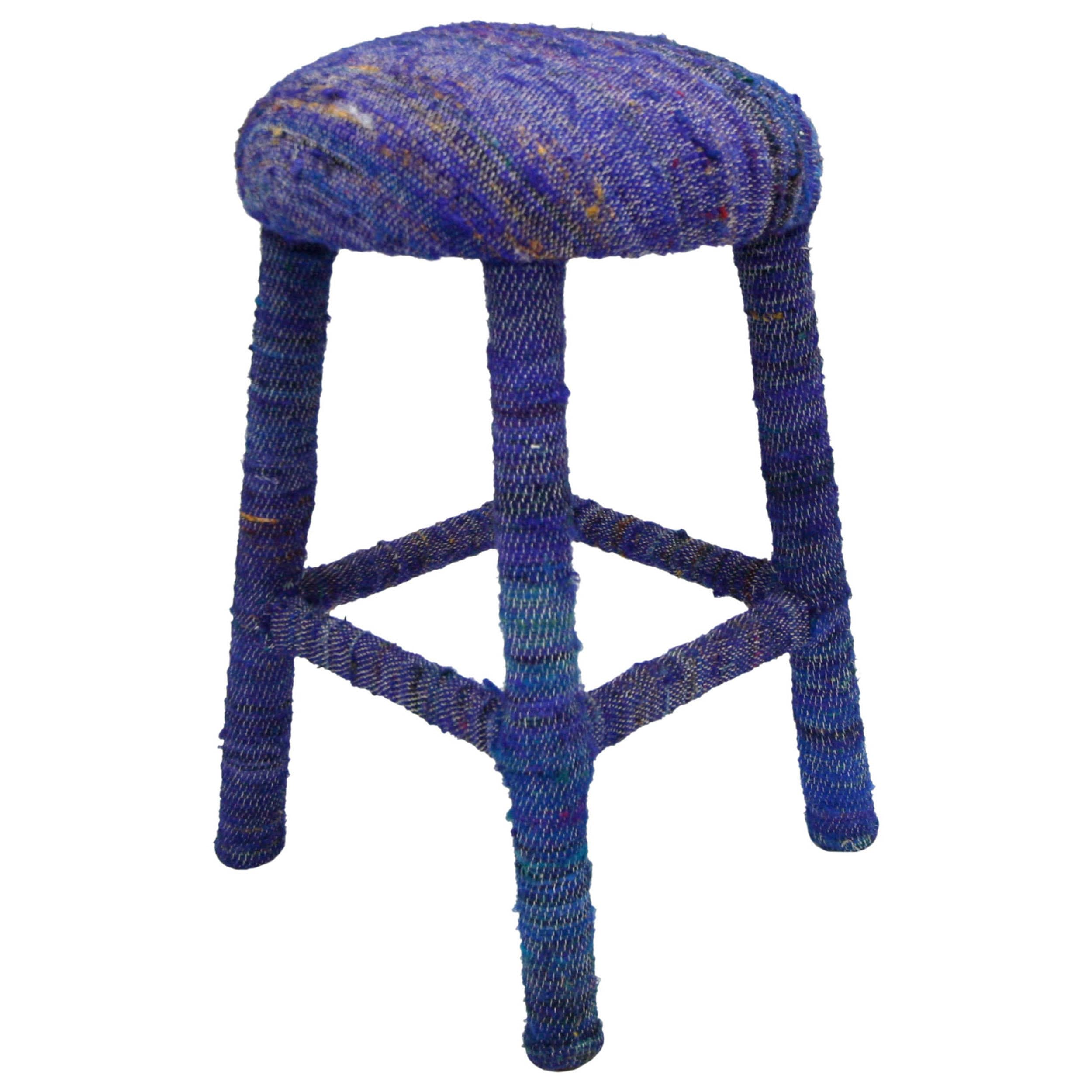 Nuloom Handmade Bombay Blue Sari Silk Bar Stool