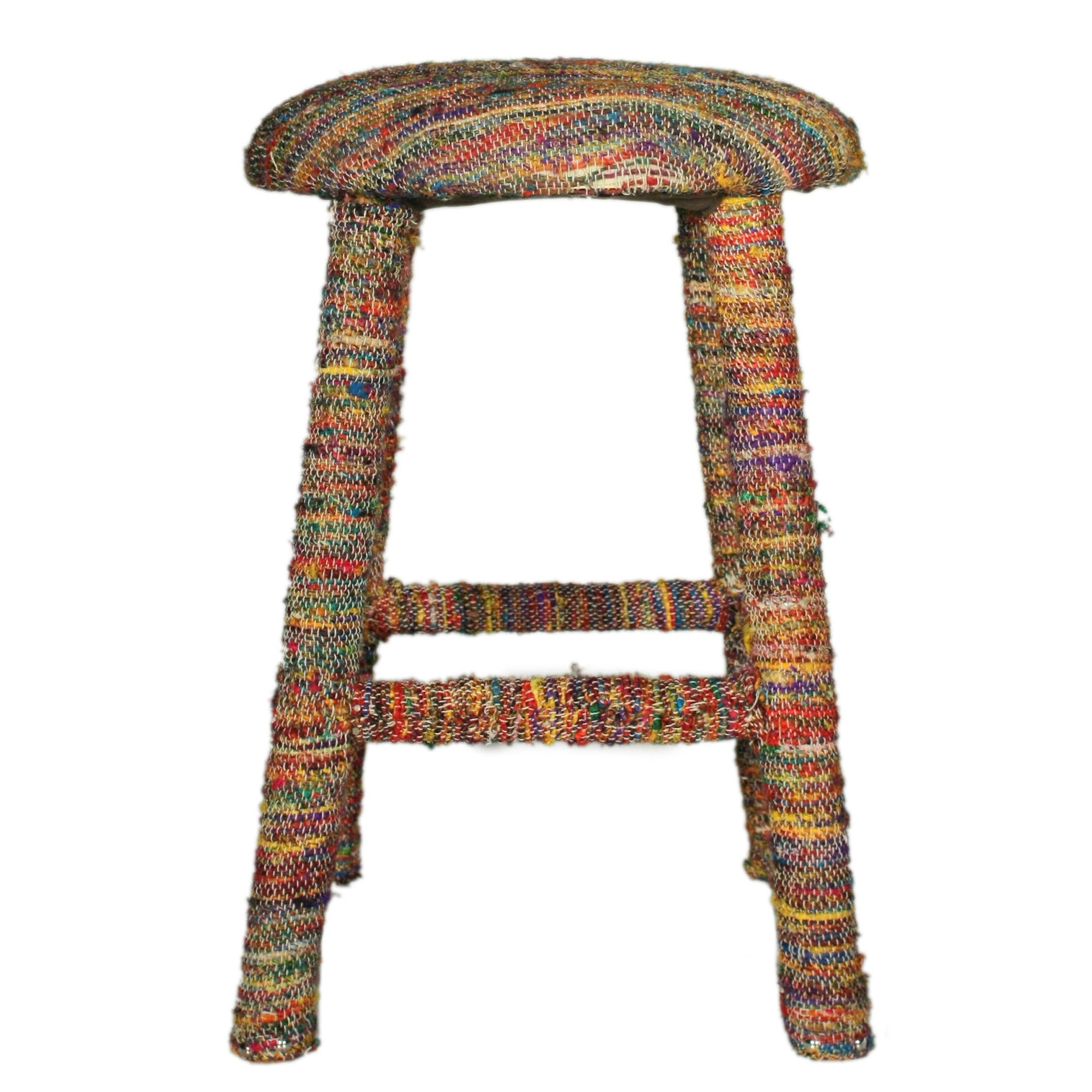 Nuloom Handmade Bombay Multi Sari Silk Bar Stool