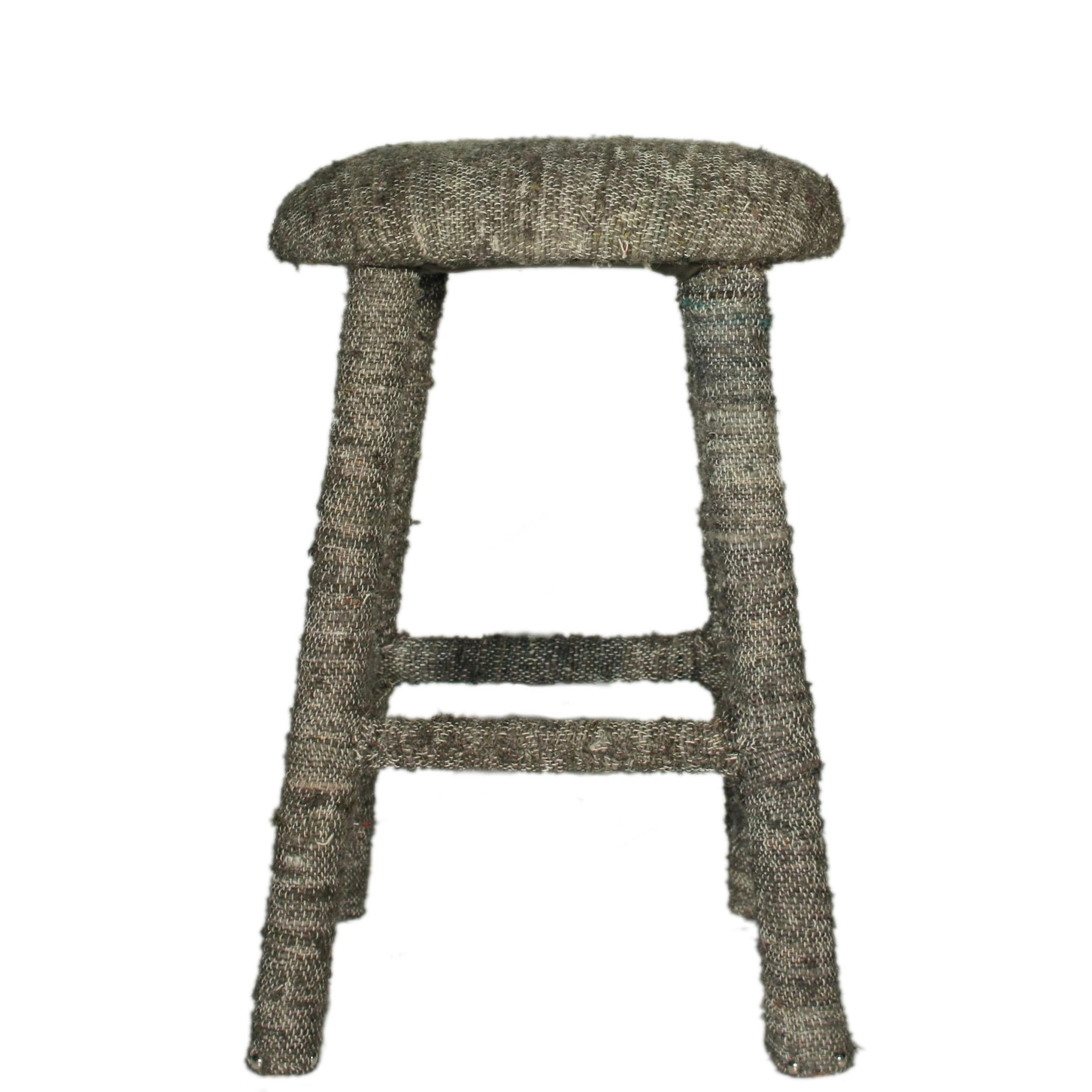 Nuloom Handmade Bombay Grey Sari Silk Bar Stool