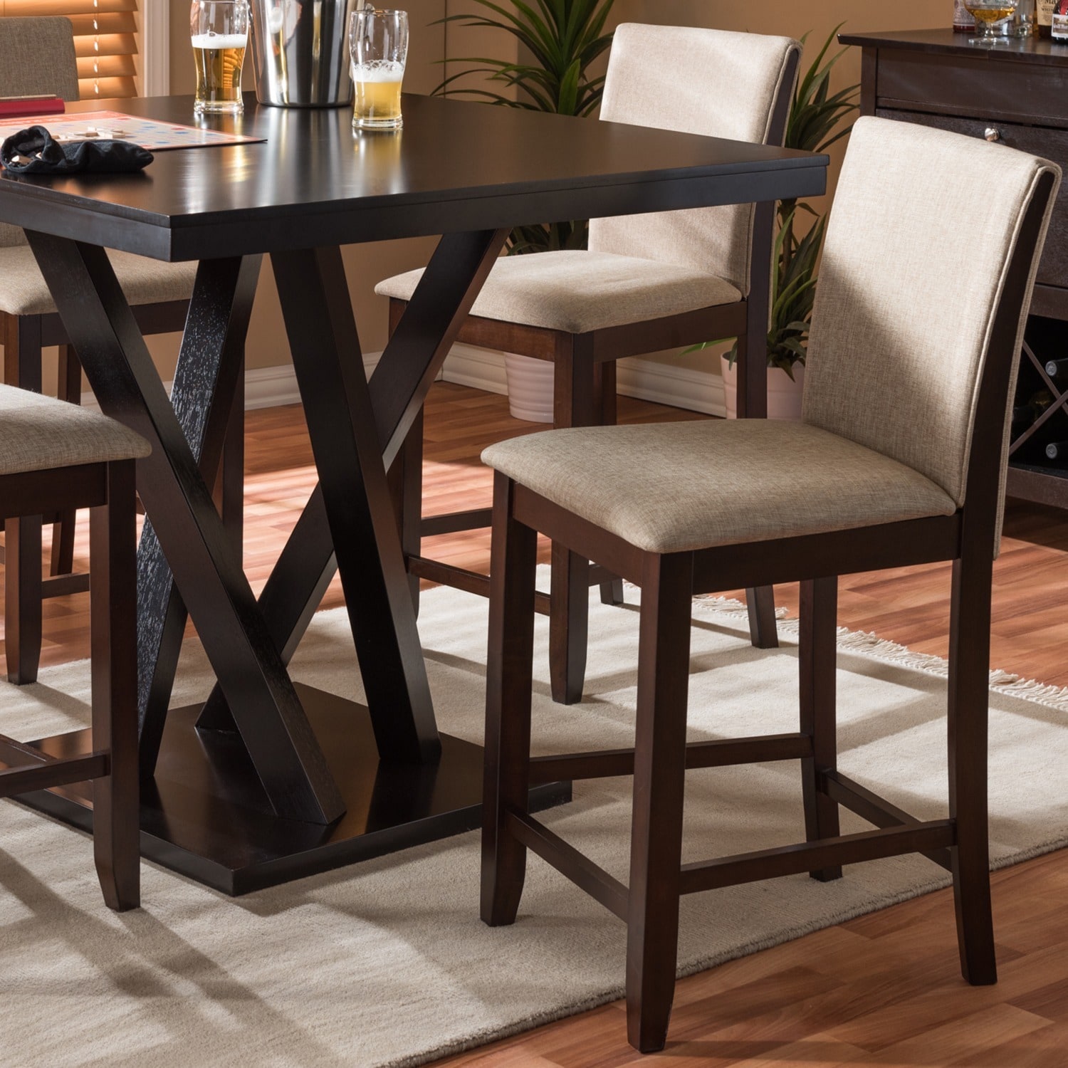 Everdon Dark Brown Modern Pub Chair (set Of 2)