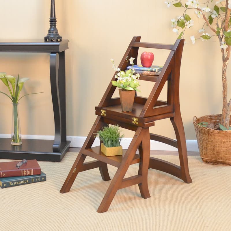 Copper Grove Stevensville Folding Wood Library Ladder Chair