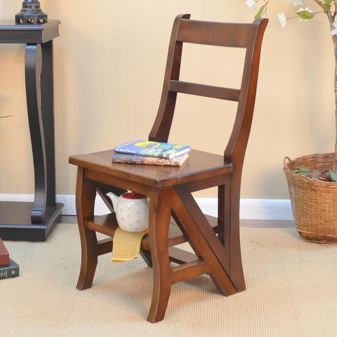 copper grove stevensville folding wood library ladder chair