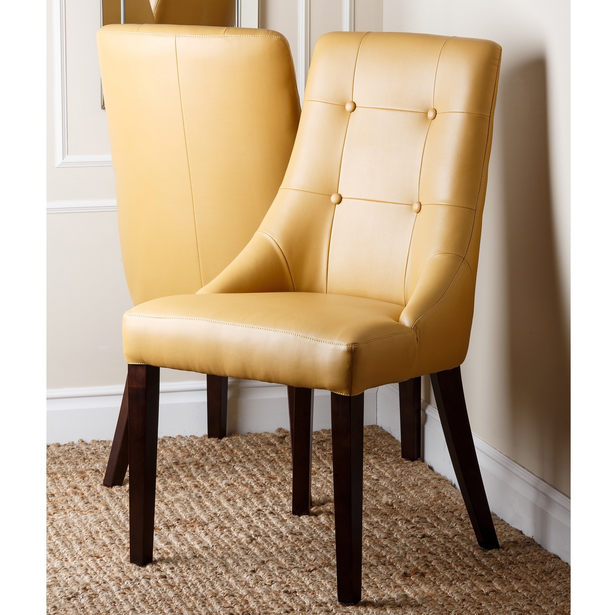 Yellow faux leather online dining chairs