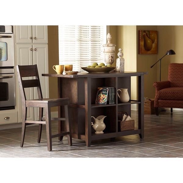 Attic Retreat Weathered Brown Kitchen Island