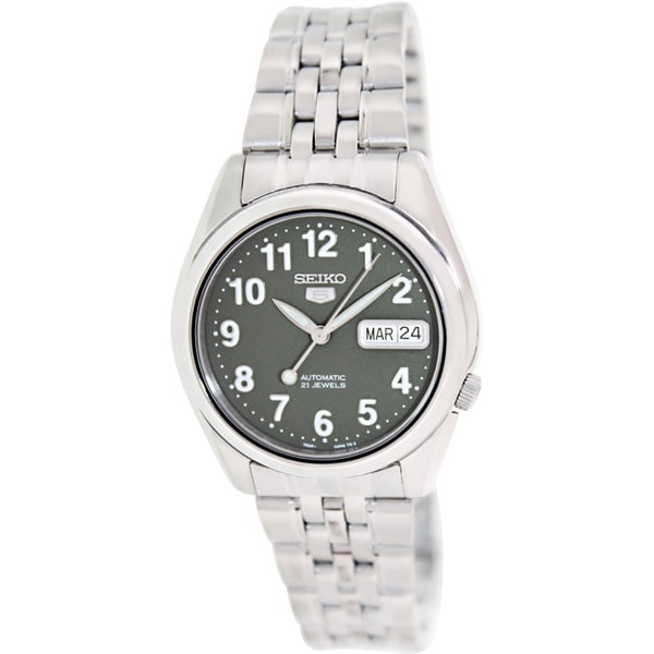 Seiko Men's SNK379K1 Automatic Green Dial Stainless Steel Quartz Watch Seiko Men's Seiko Watches