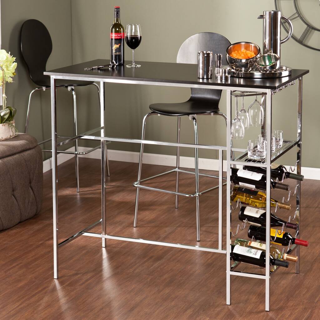 SEI Furniture Libertine Black/ Chrome Wine Storage Pub Table