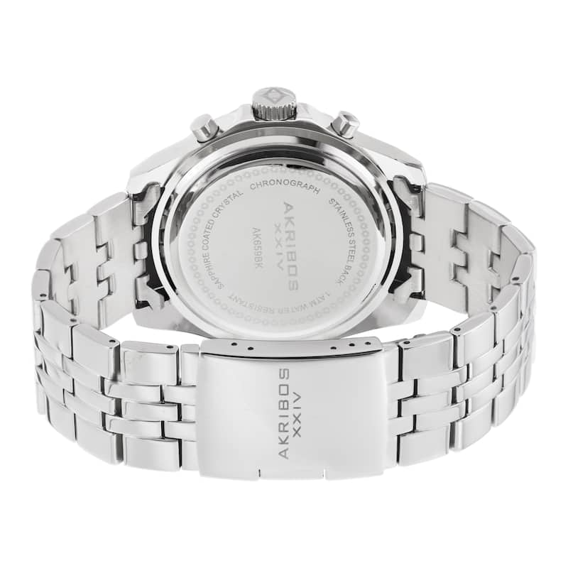 Akribos XXIV Men's Quartz Chronograph Stainless Steel Black Bracelet Watch