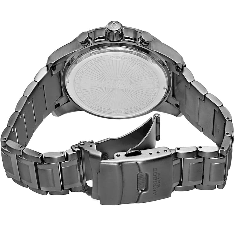 Akribos XXIV Men's Swiss Quartz Chronograph Tachymeter Stainless Steel Black Bracelet Watch