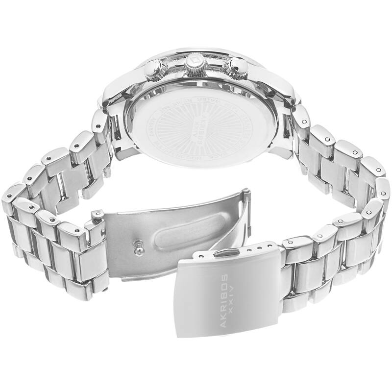 Akribos XXIV Women's Swiss Quartz Sunray Dial Multifunction Silver-Tone Bracelet Watch