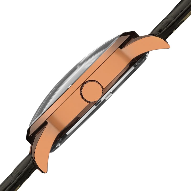 Akribos XXIV Men's Swiss Quartz Moon Phase Leather Rose-Tone Strap Watch