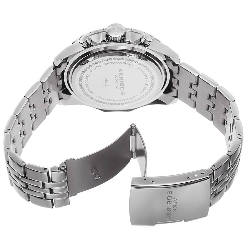 Akribos XXIV Men's Swiss Quartz Chronograph Stainless Steel Blue Bracelet Watch