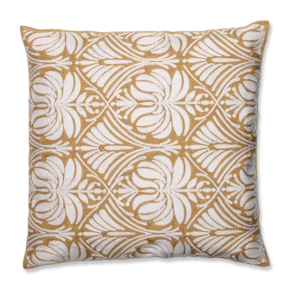 Shop Contemporary Gold Damask 18inch Embroidered Throw Pillow Free Shipping On Orders Over