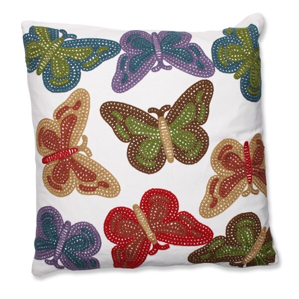 Shop Butterflies 18inch Embroidered Throw Pillow Free Shipping On