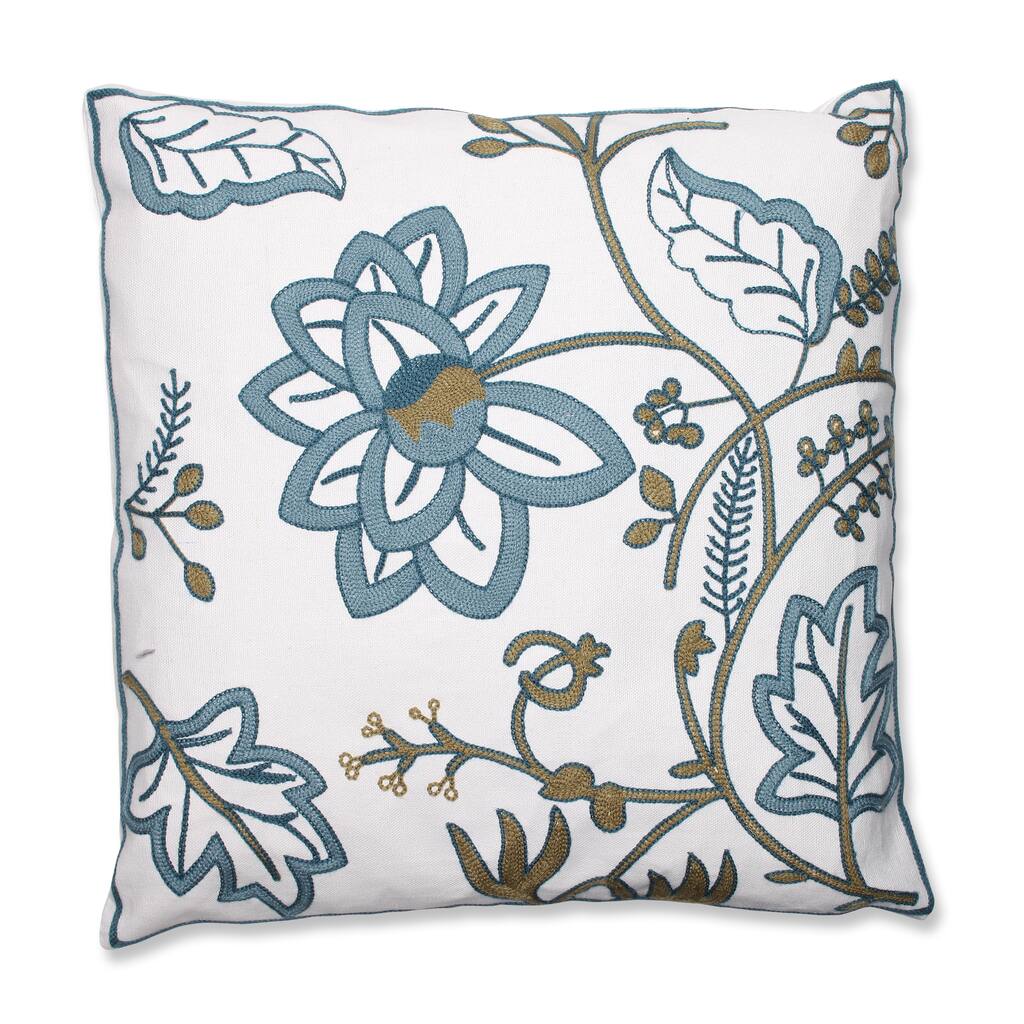Floral Jacobean 18-inch Embroidered Throw Pillow