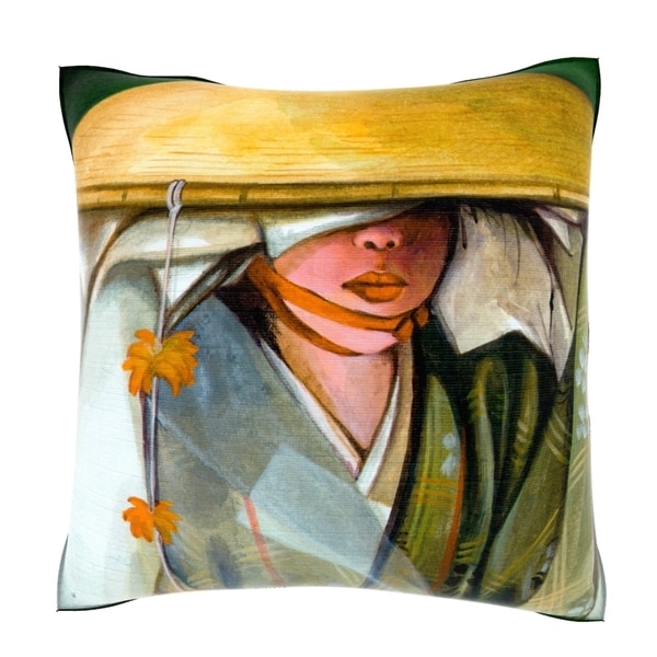 Japanese Kimono Hat 18 inch Decorative Pillow