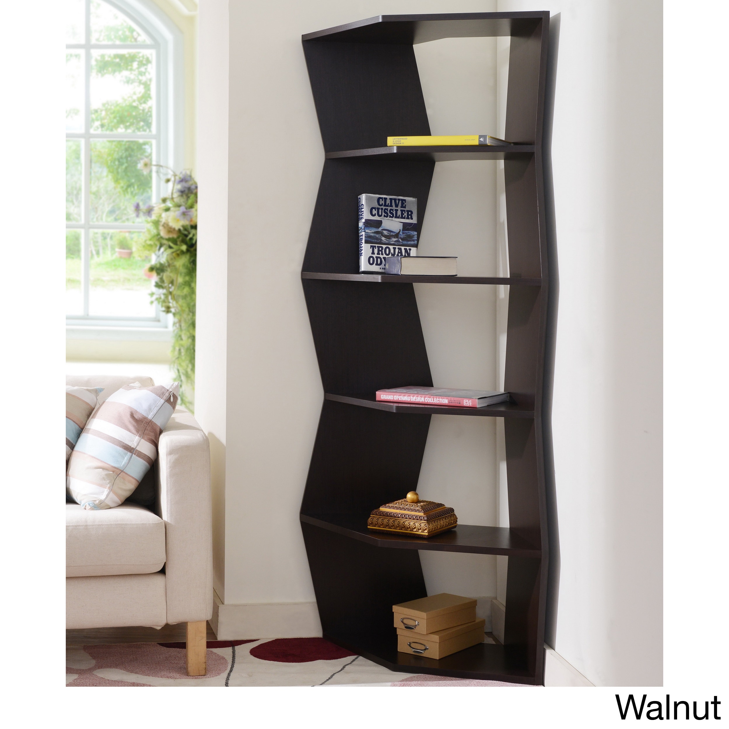 Furniture Of America New Journey 6 shelf Contemporary Corner Display Bookcase Unit