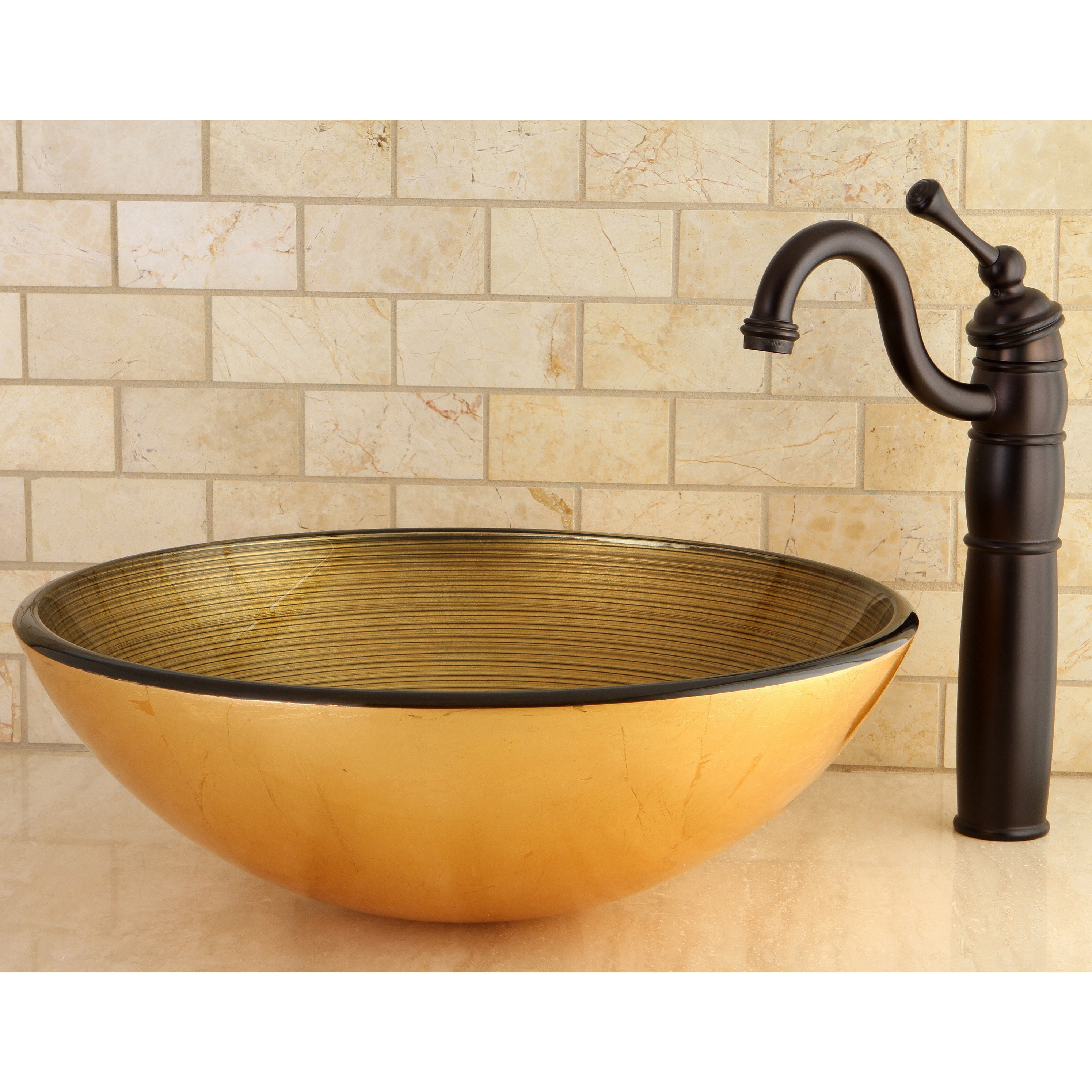 Golden Yellow Glass Vessel Bathroom Sink