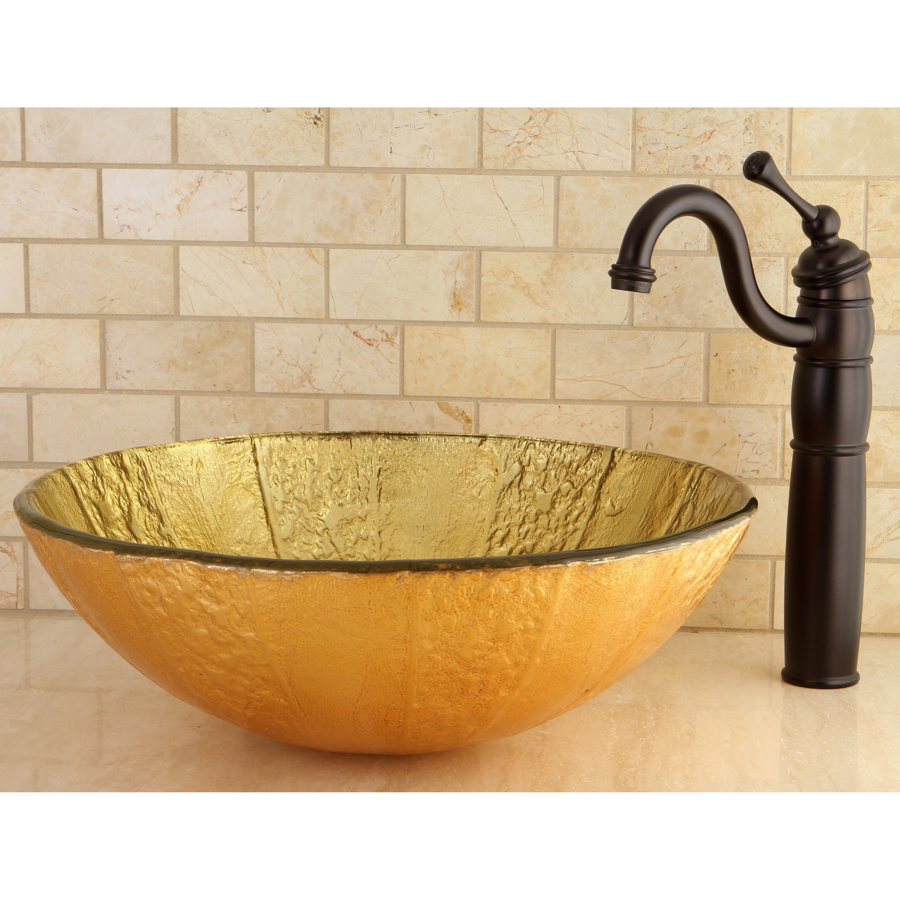 Yellow Tempered Glass Vessel Bathroom Sink