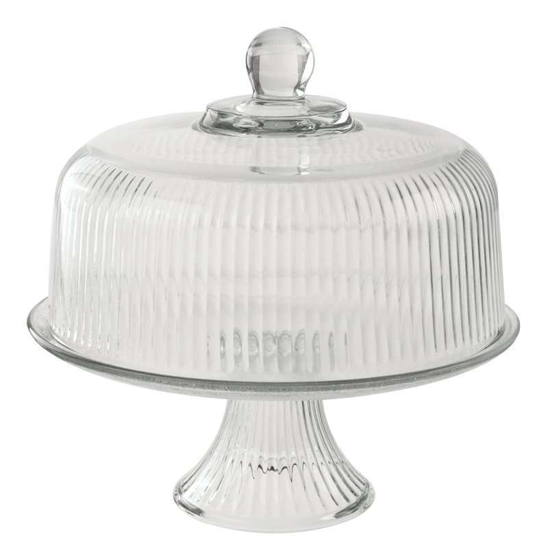 Anchor Hocking Monaco Clear Ribbed Dome Cake Set