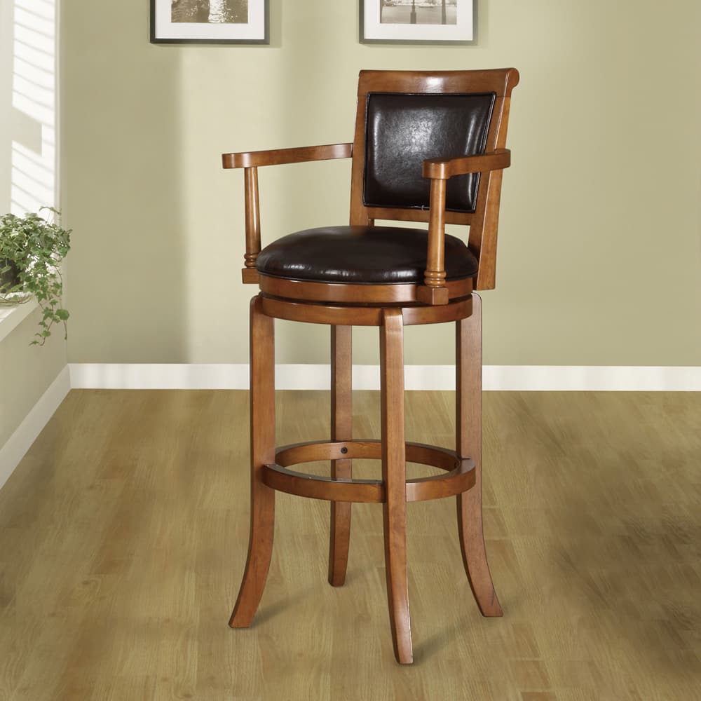 Manchester 30-inch Oak Finish Swivel Bar Stool