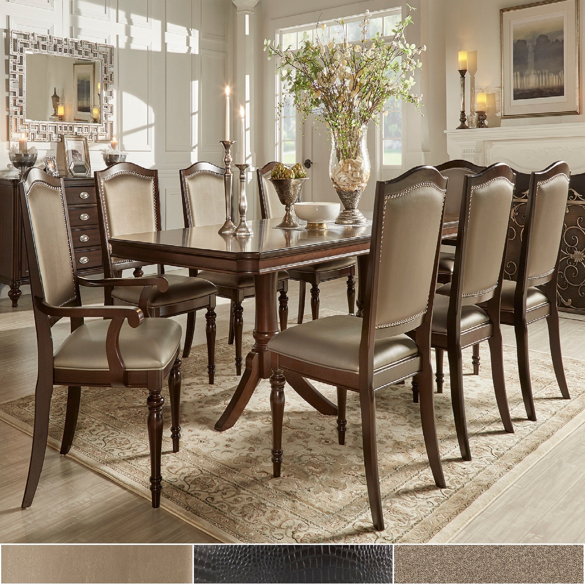 Lasalle Espresso Nail Head Accent Transitional Dining Side Chairs (set Of 2)