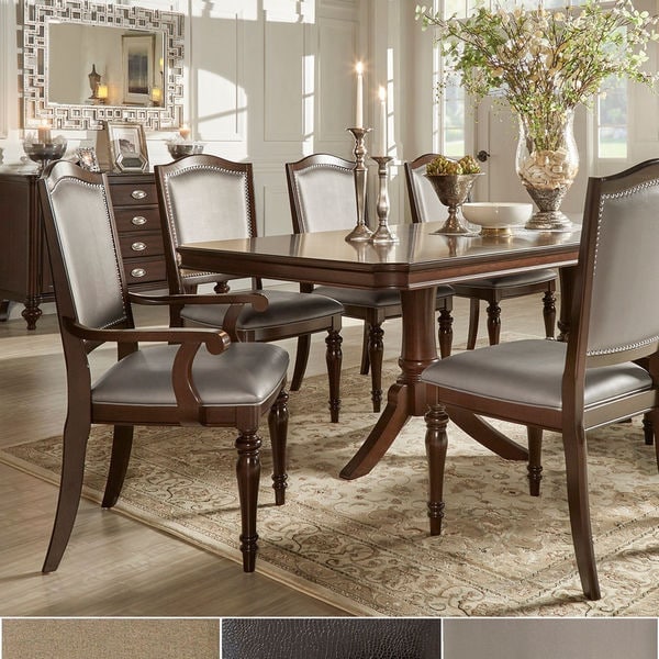 LaSalle Espresso Nail Head Accent Transitional Dining Side Chairs (Set