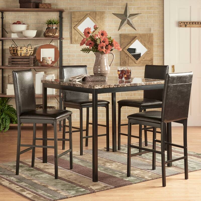 Darcy Faux Marble/ Black Metal Counter Height 5-piece Dining Set by iNSPIRE Q Bold