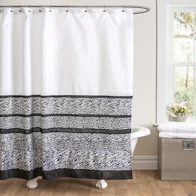 Lush Decor Tribal Dance Black/White Shower Curtain