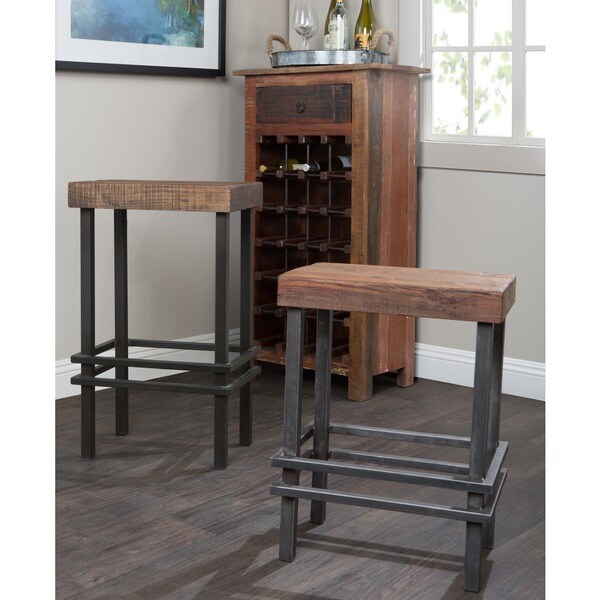 Shop Kosas Home Rover Reclaimed Pine and Iron Bar Stool Free Shipping