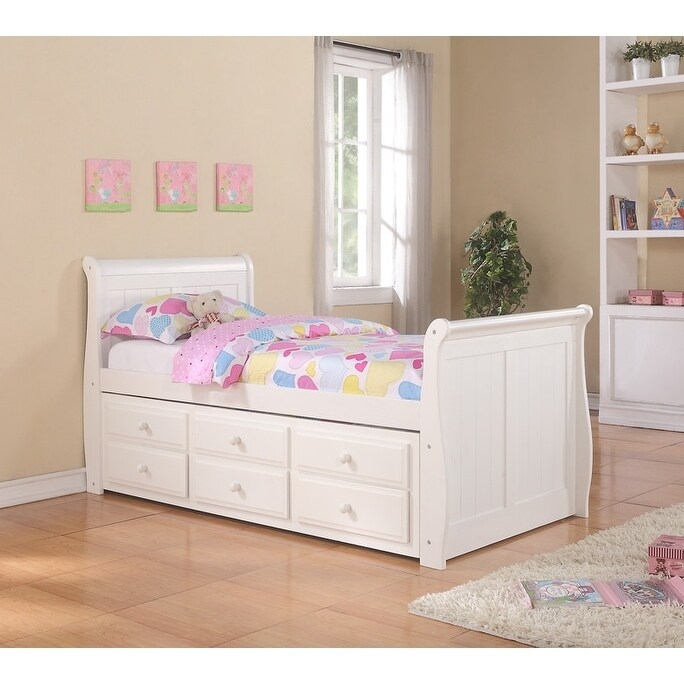 Shop Donco Kids White Sleigh Captains Bed With Trundle On Sale