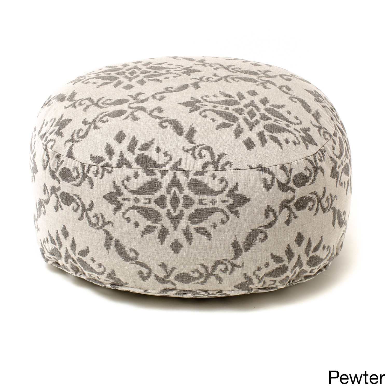 Adora Damask Print Beaded Pouf