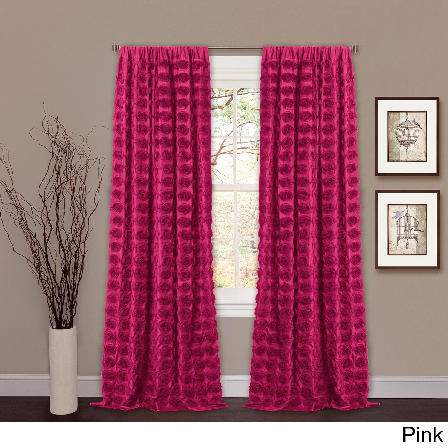 Lush Decor Emma Rosette 84 Inch Curtain Panel