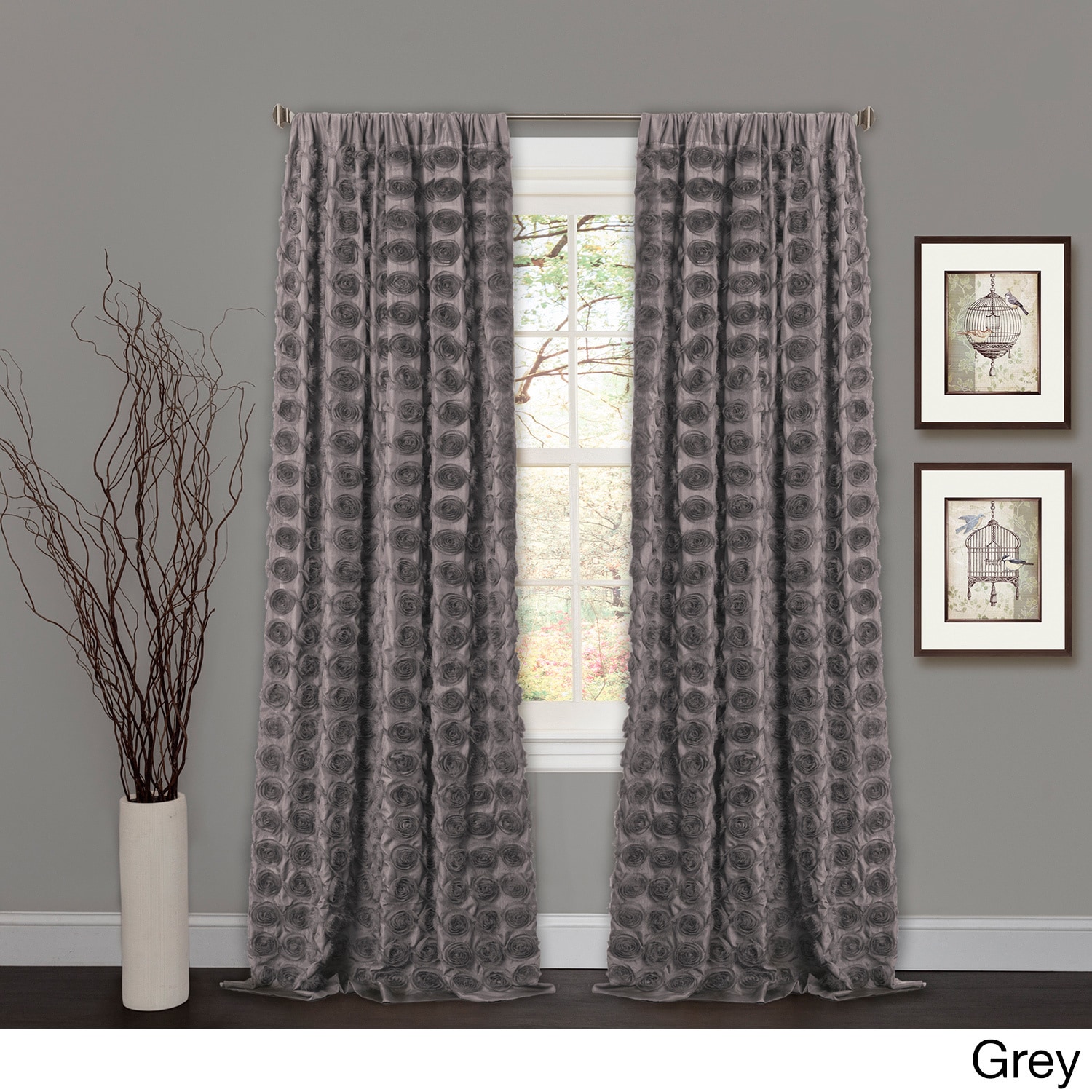 Lush Decor Emma Rosette 84 Inch Curtain Panel