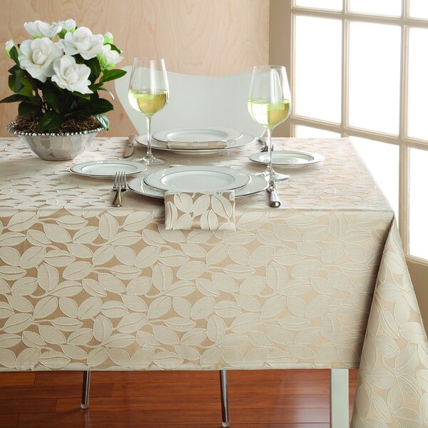 Shop Lenox Lenora Champagne Leaf Damask Tablecloth Free Shipping On