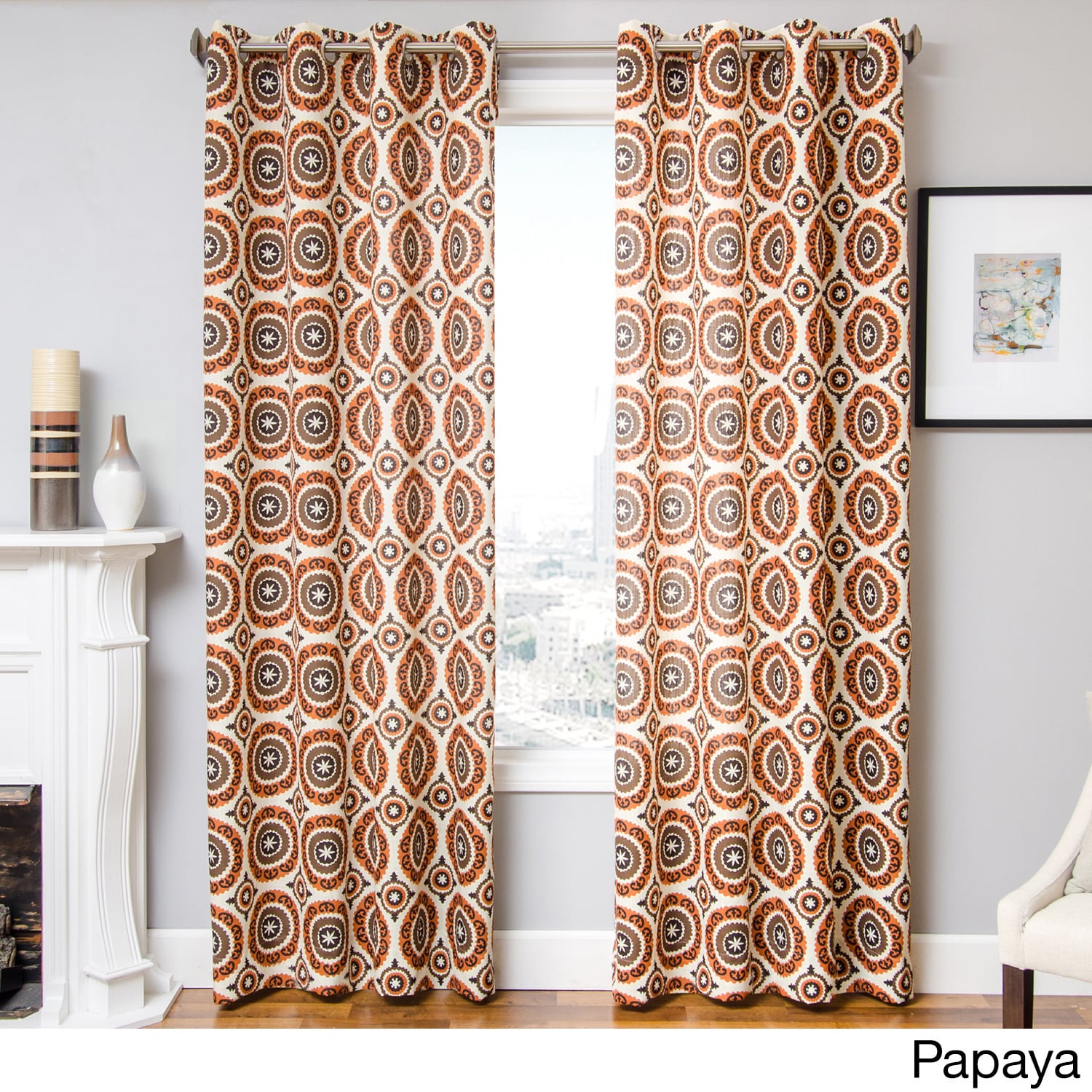 Softline Home Fashions Nixa Grommet Top Curtain Panel Orange Size 55 x 96