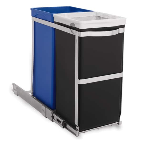 Simplehuman 35-Liter Pull-Out Recycler Bin, Black/Blue