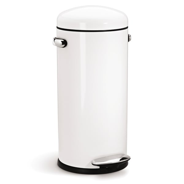 simplehuman White Steel Retro Step Can