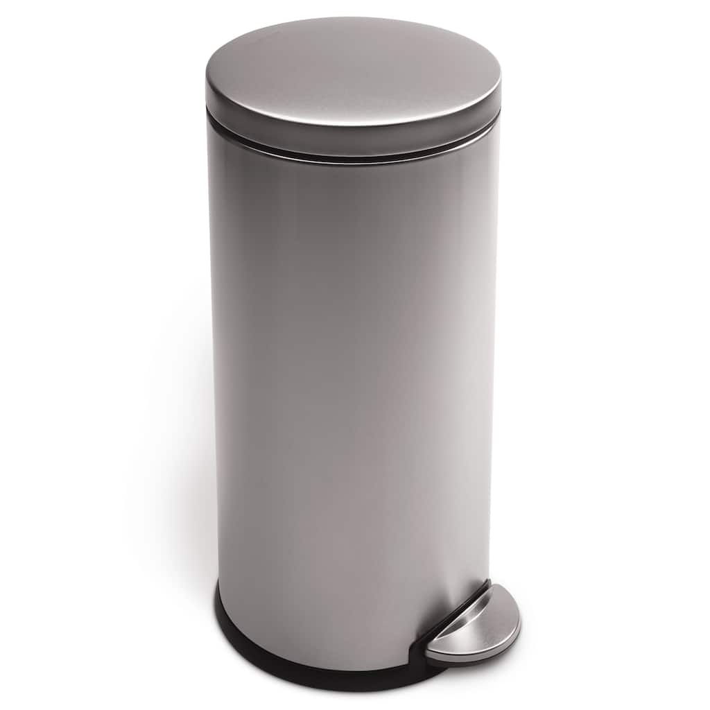 simplehuman Brushed Stainless Steel Round Step Can