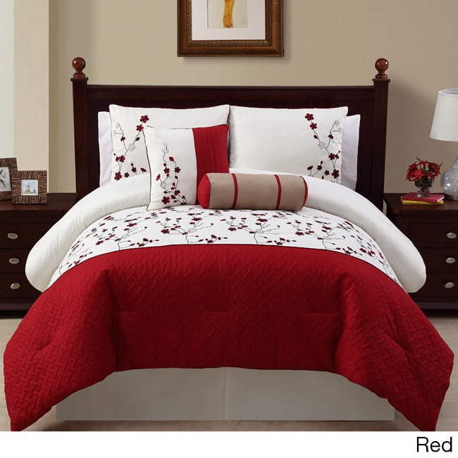 Sadie 5 piece Comforter Set Sarah 5 piece Comforter Set Red Size King