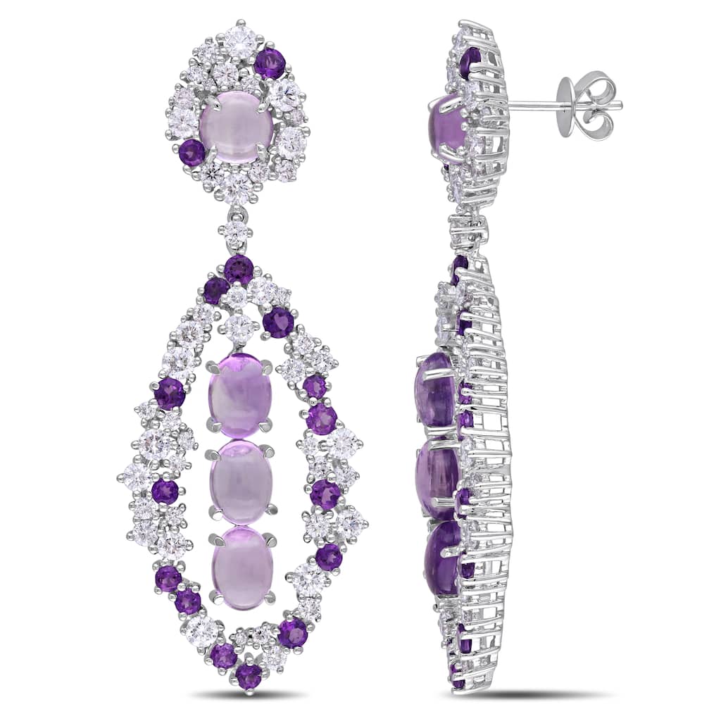 Miadora Signature Collection 14k White Gold 3 1/2ct TDW Diamond and Amethyst Earrings (G-H, SI1-SI2)