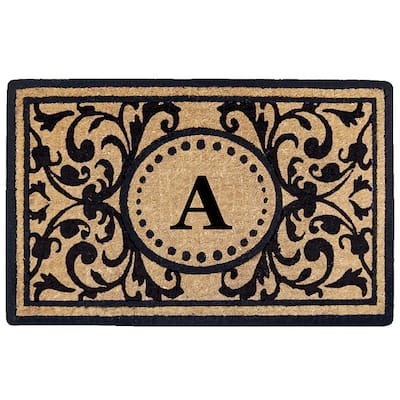 Handmade Monogrammed Heritage Natural/ Black 18 x 30-inch Coir Door Mat
