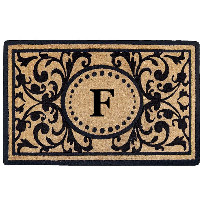 Handmade Monogrammed Heritage Natural/ Black Coir Door Mat (16 X 26)