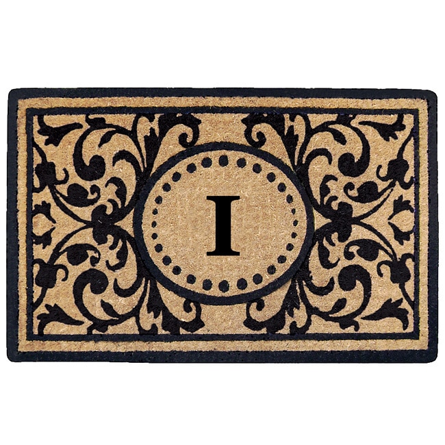 Handmade Monogrammed Heritage Natural/ Black Coir Door Mat (16 X 26)