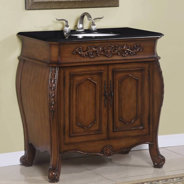 ICA Furniture Theia 36inch Brown Walnut Single Sink Bathroom Vanity